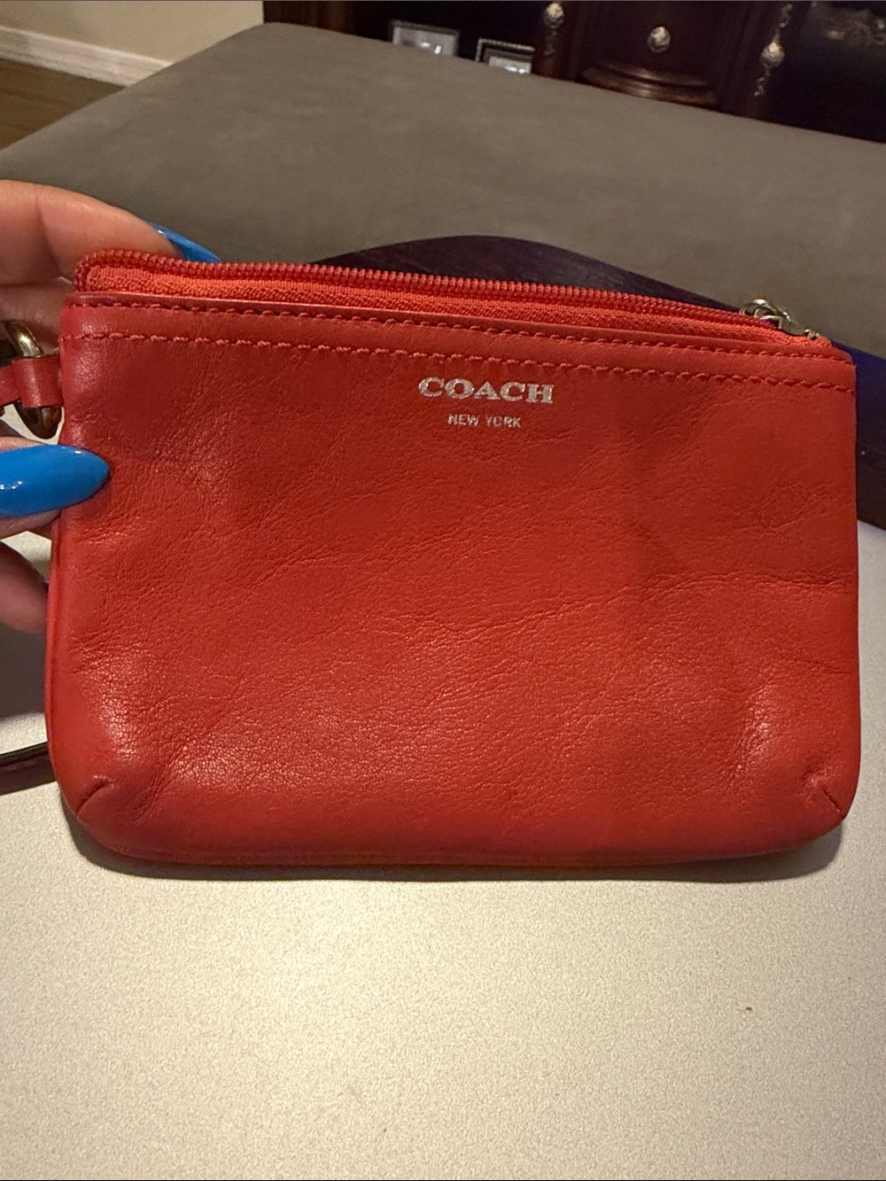 Coach Red Leather Mini Zip Pouch